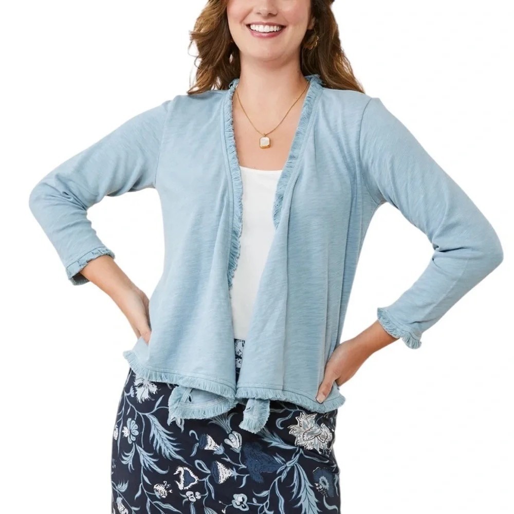 Spartina 449 Clara Convertible Cardigan Ashley Blue Size Small - Picture 3 of 12